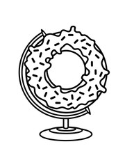 lecker donut globus hunger essen naschen ring süßigkeit gebäck planet erde weltkugel welt spaß design clipart cool