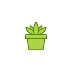 Aloe vera plant green flat icon symbol illustration