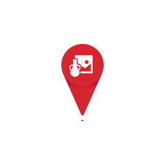 Antique gallery shop store pin point icon logo for map location vector