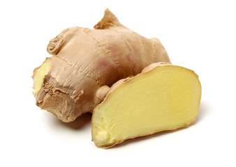 fresh ginger on white background 