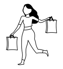 woman with shopping bags isolated icon