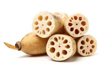 Lotus root on the white background