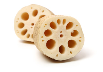 Lotus root on the white background