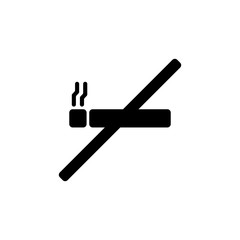 No smoking simple round corner flat black color icon sign