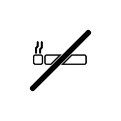 No smoking simple round corner flat black line color icon sign