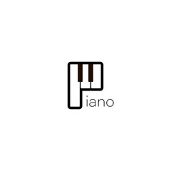 Piano logo. Music design illustration. Piano icon in flat style. Piano musical instrument on white background
