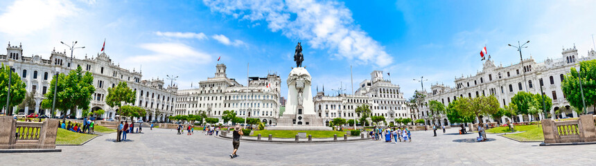 Panorama of the Plaza San Martin - Lima in Peru