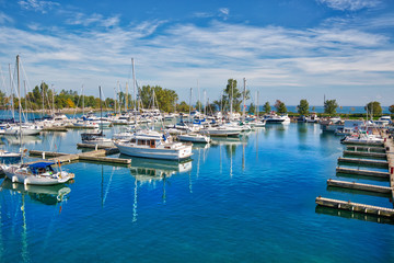 Toronto, Canada-22 October, 2018: Bluffers Boating club and yacht club marina located at the foot...