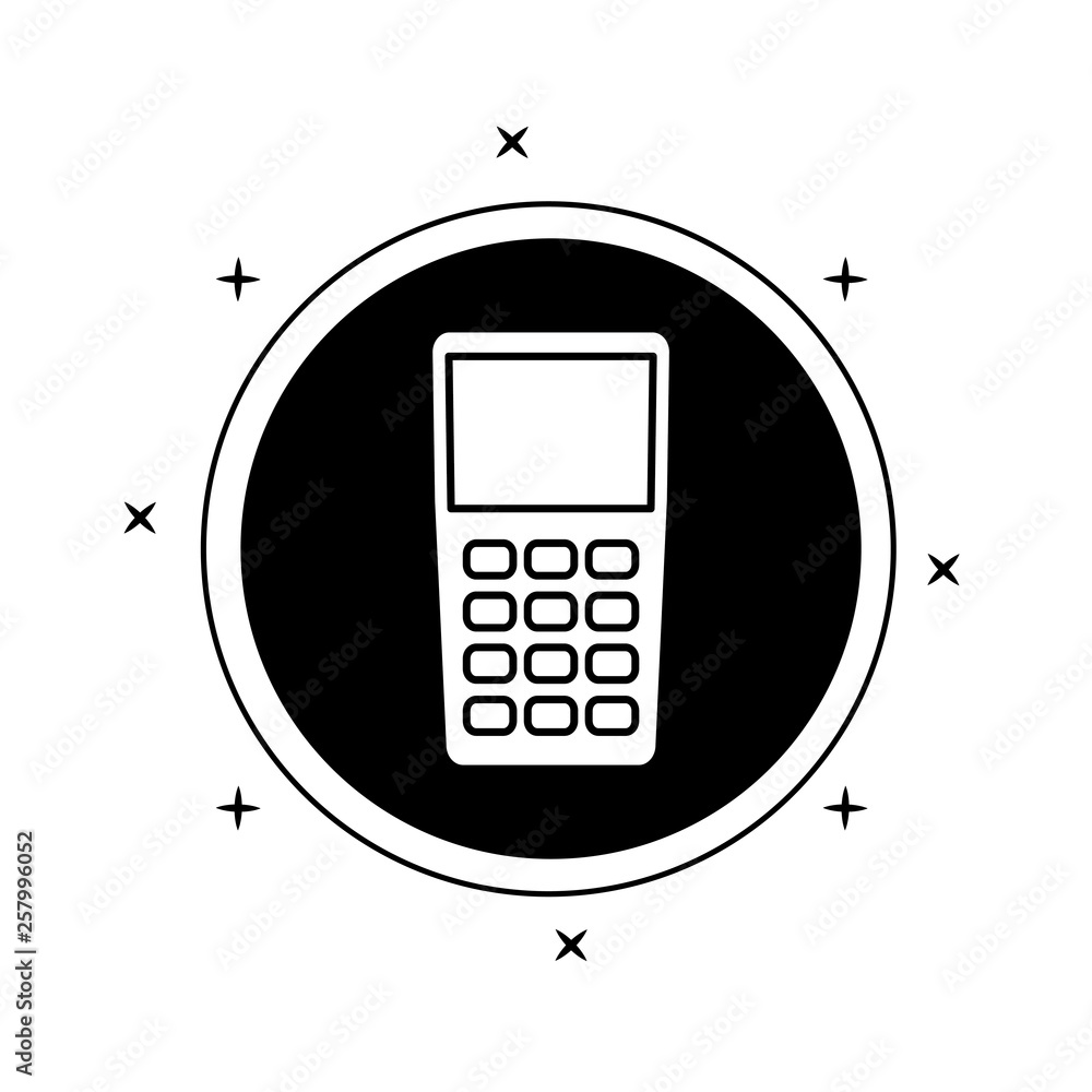 Poster dataphone device in frame circular