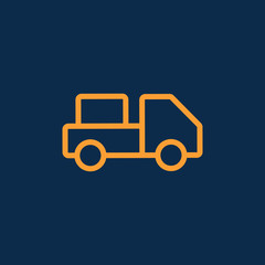 Simple pickup truck logistic transportation line icon