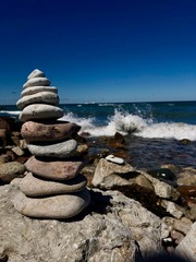 stack of stones on the beach