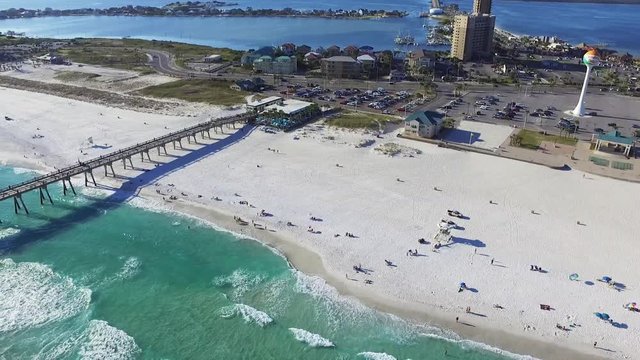 Pan left aerial, Pensacola beach