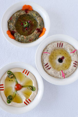 arabic cold mezze known as arabic dip foods