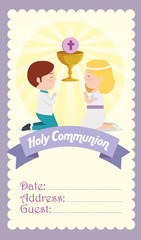 card with boy and girl to first communion