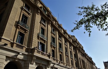 Fototapeta na wymiar Buildings near the Plaza de Armas in Santiago de Chile