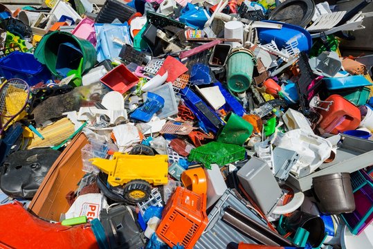 Colourful rubbish, plastic waste sorted for recycling