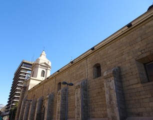 Fototapeta na wymiar Impressive Santo Domingo Church, located in the center of Santiago de Chile