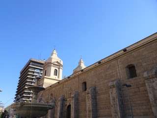 Fototapeta na wymiar Impressive Santo Domingo Church, located in the center of Santiago de Chile