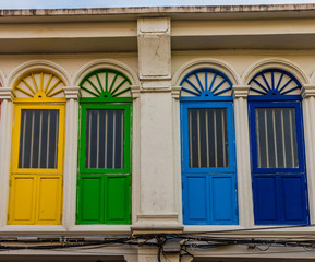 Colorful architecture in Phuket Town in Thailand