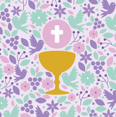 chalice with holy host to first communion