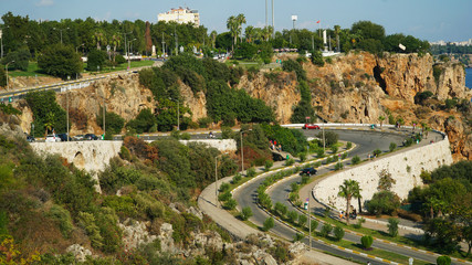 mediterrenean city antalya cliff ways to sea, antalya falezler yolu