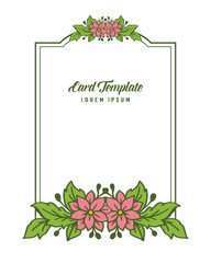 Vector illustration writing of card template with green leafy flower frame