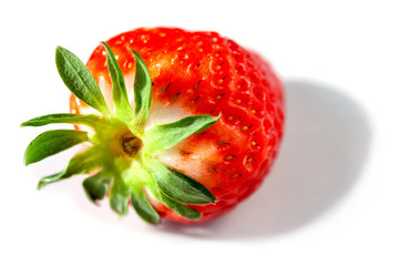 bright juicy strawberries on white background, macro, isolate