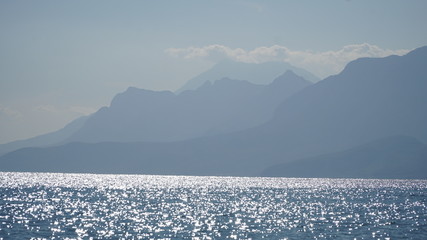 mediterrenean city antalya mountains with sea view, antalya toroslar deniz manzaralı