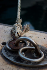 ship rope with chain at the harbour