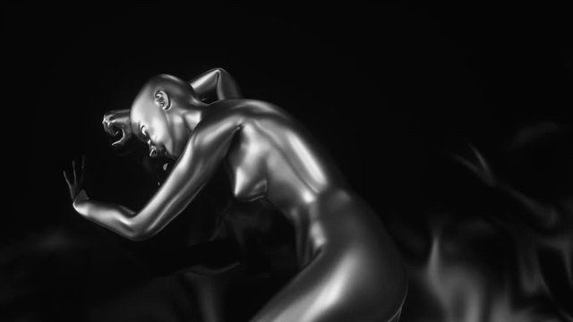 4K Abstract A.I. Artificial Intelligence with a female form. 3D CGI animation.