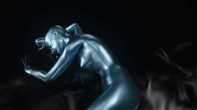 4K Abstract A.I. Artificial Intelligence with a female form. 3D CGI animation.