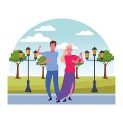 Couple having fun and dancing