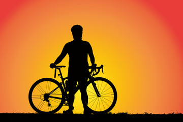 Obraz na płótnie Canvas silhouette of cyclist