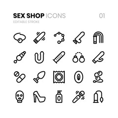 Sex Shop Line Icons 01