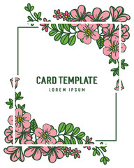 Vector illustration ornate of pink flower frame for writing of card template