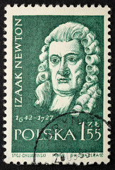 Isaac Newton portrait on post stamp