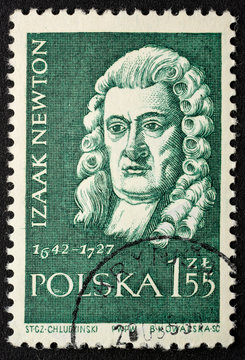 Isaac Newton Portrait On Post Stamp