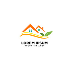 logo home develop agency contruction green concept