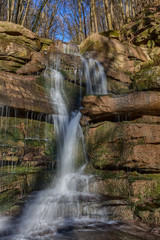 Fototapeta na wymiar Wildwater canyon called Margarethenschlucht near Neckargerach, Germany, with beautiful waterfalls