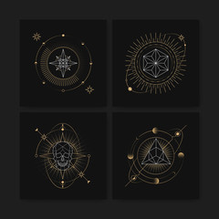 Geometric astrological symbols tarot card