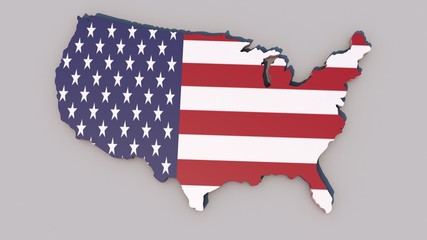 3d USA flag map