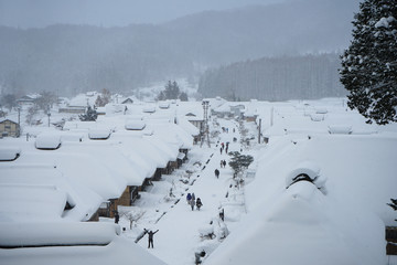Ouchijuku Village in winter, Fukushima, Japan