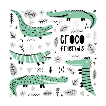 A set of cute crocodiles.