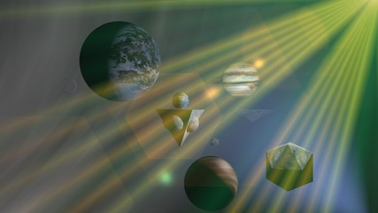 3d earth planet with prism on space