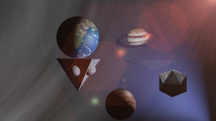 3d earth planet with prism on space