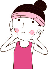 Illustration of a cute woman with rough skin