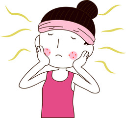 Illustration of a cute woman with rough skin