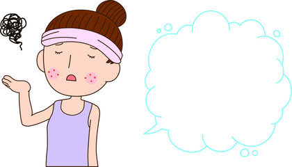 Illustration of a woman with rough skin with Bubble Callout
