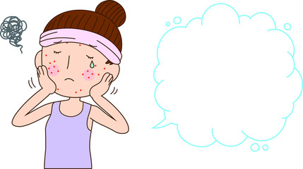 Illustration of a woman with rough skin with Bubble Callout