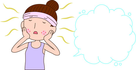 Illustration of a woman with rough skin with Bubble Callout